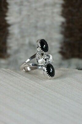Navajo Onyx and Sterling Silver Ring - Grace Kenneth - Size 6.5 - High Lonesome Trading