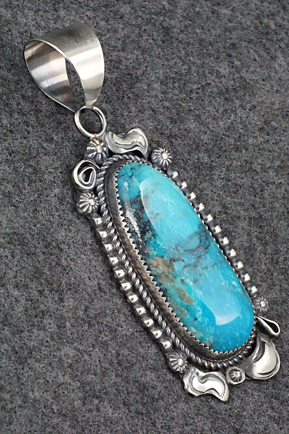 Turquoise and Sterling Silver Pendant - Leslie Nez