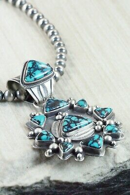 Turquoise Pendant & Sterling Silver Necklace - Tom Lewis