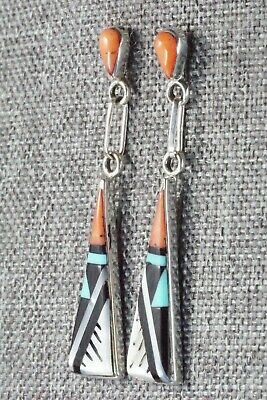 Multi Stone Inlay & Sterling Silver Earrings - Kathy Boone