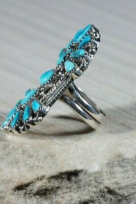 Navajo Turquoise and Sterling Silver Ring - Donovan Wilson - Size 7.5 - High Lonesome Trading