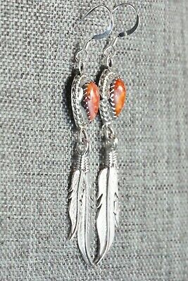 Spiny Oyster & Sterling Silver Earrings - Adalarae Yazzie