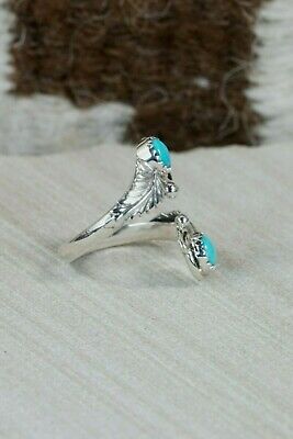 Navajo Turquoise and Sterling Silver Ring - Etta Belin - 5.5