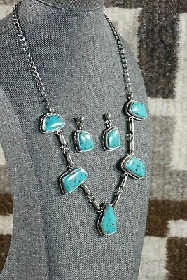 Navajo Turquoise & Sterling Silver Necklace - Raymond Delgarito - High Lonesome Trading