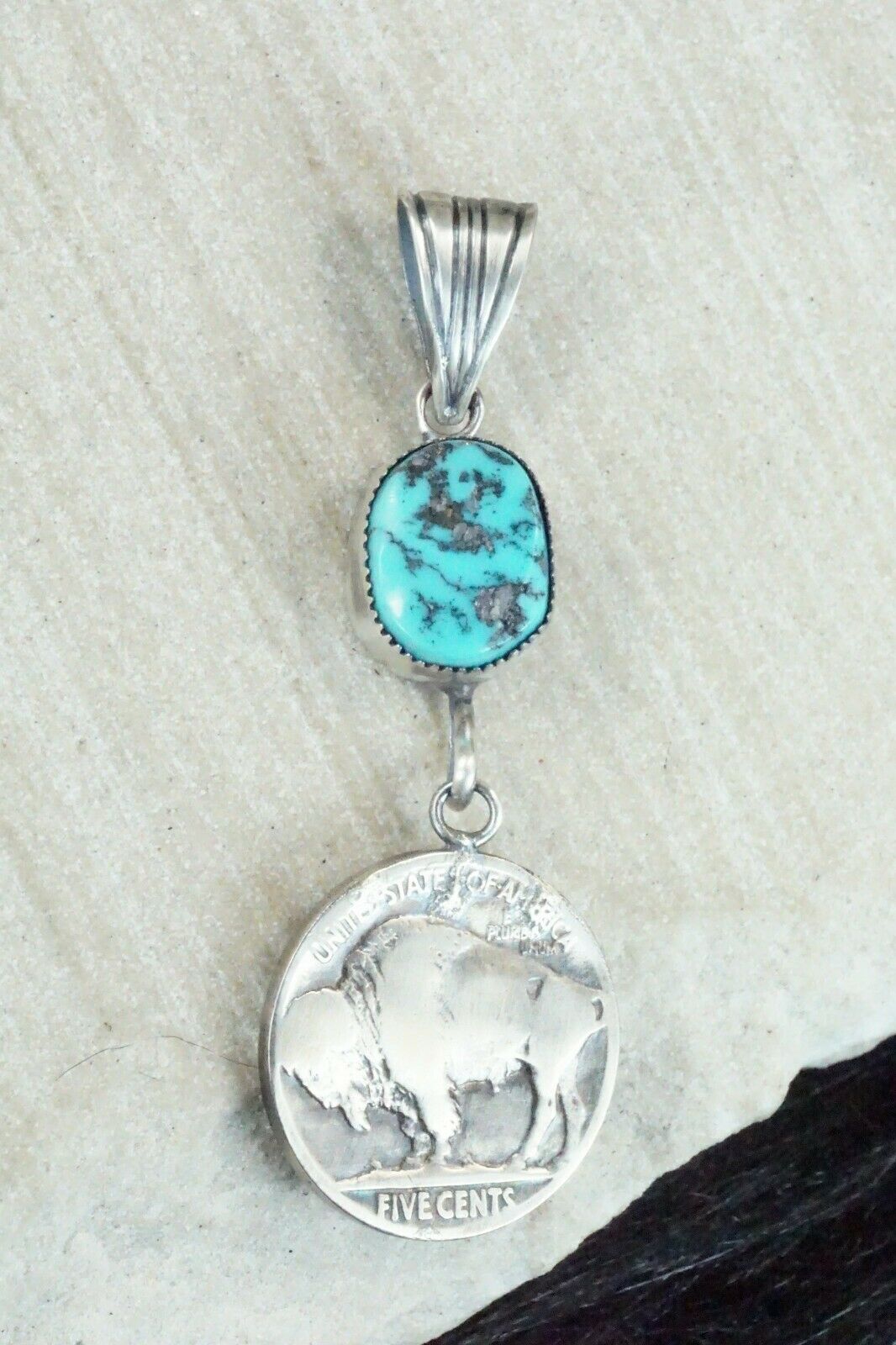 Turquoise & Sterling Silver Pendant - Jerome Lee - High Lonesome Trading