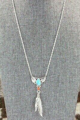 Turquoise, Coral & Sterling Silver Necklace - Sharon McCarthy - High Lonesome Trading