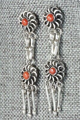 Coral & Sterling Silver Earrings - D Bellison