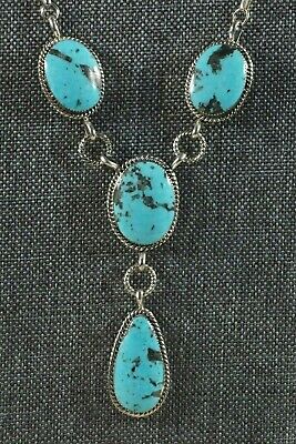 Navajo Turquoise and Sterling Silver Necklace - Fabian Delgarito - High Lonesome Trading