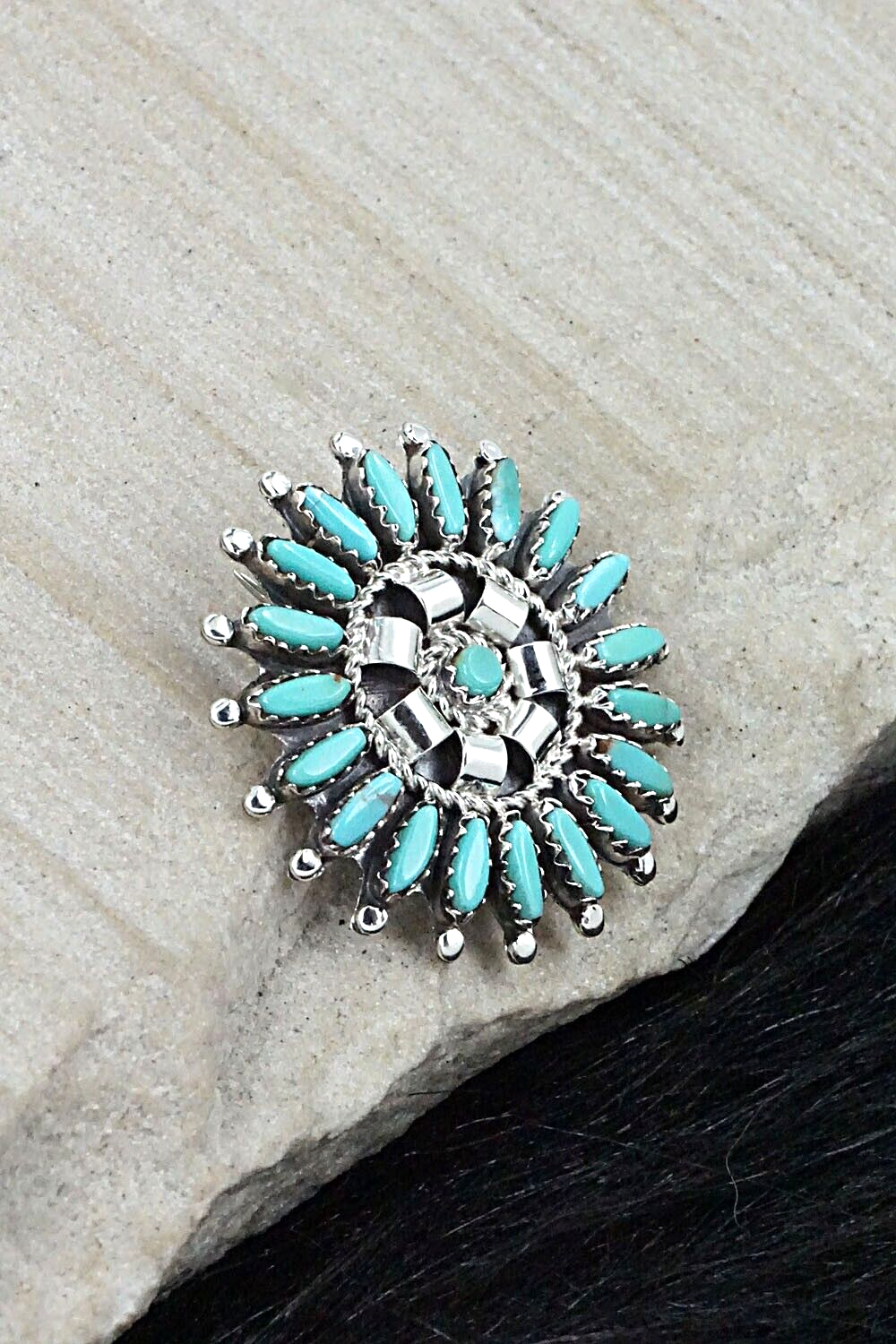 Turquoise & Sterling Silver Pendant/Pin - Nathaniel Nez