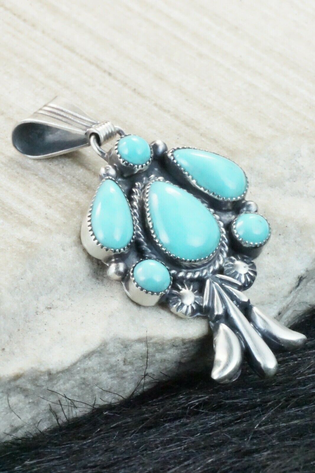 Turquoise and Sterling Silver Pendant - Bobby Platero