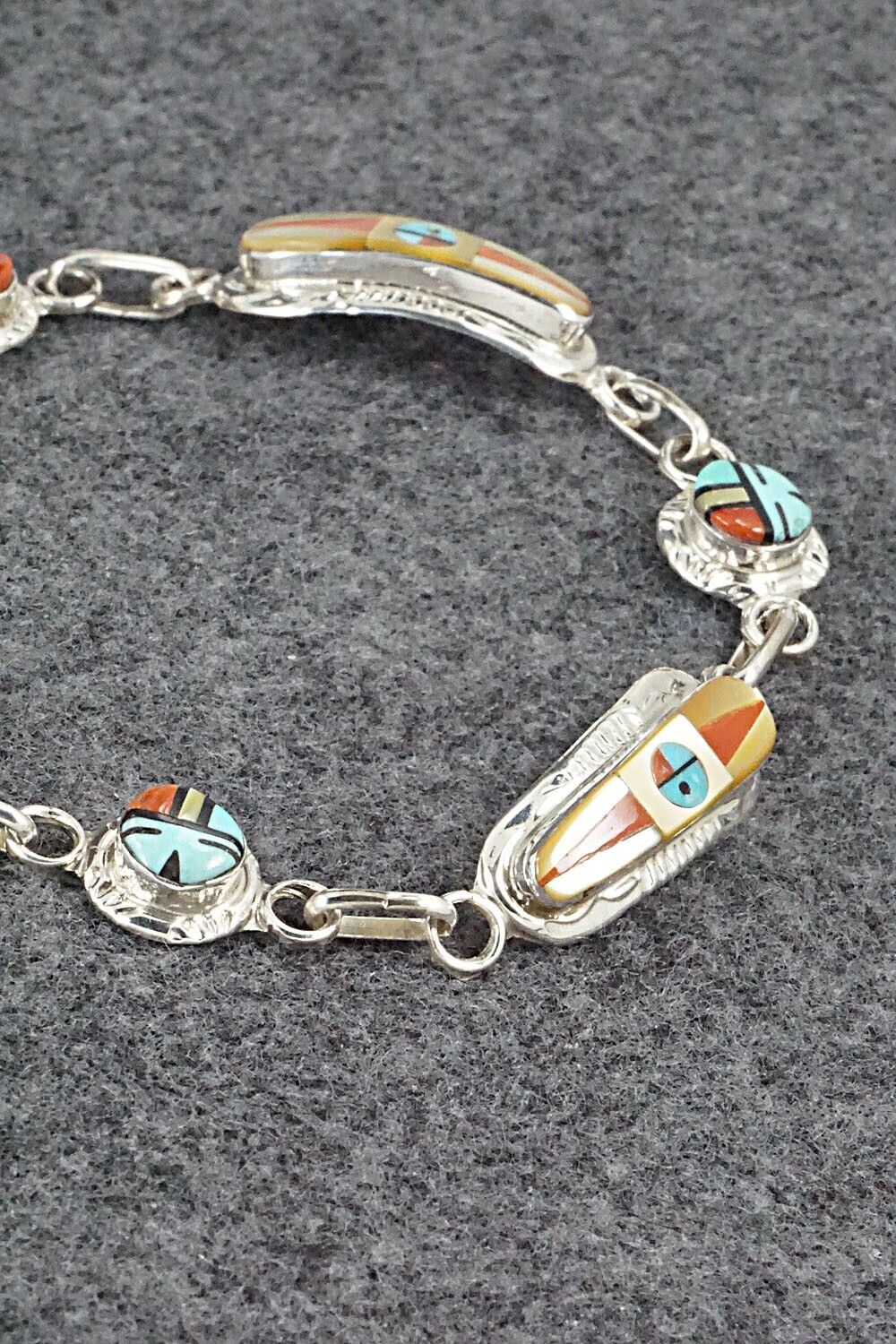 Multi Stone & Sterling Silver Link Bracelet - Patty Edaakie
