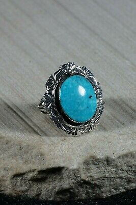 Navajo Turquoise and Sterling Silver Ring - Daniel Benally - Size 7 - High Lonesome Trading