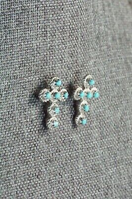 Turquoise and Sterling Silver Earrings - Bernadette Natewa - High Lonesome Trading