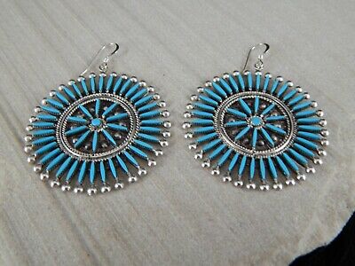 Zuni Sterling Silver & Turquoise Earrings - Iva Booqua - High Lonesome Trading