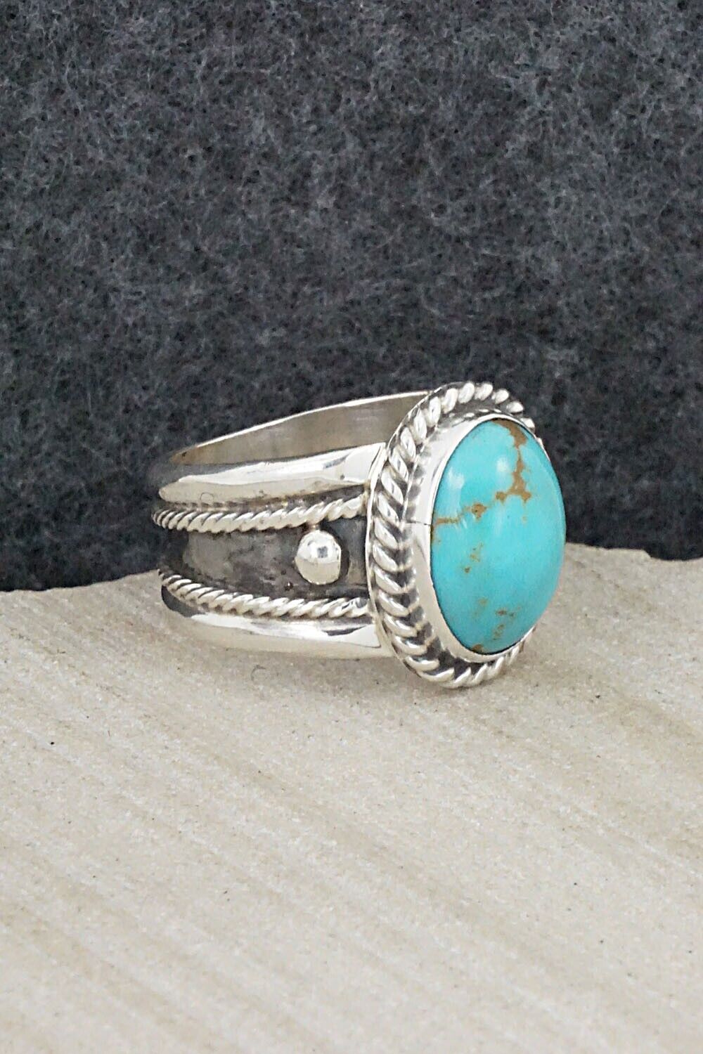 Turquoise & Sterling Silver Ring - Thomas Yazzie - Size 8.5