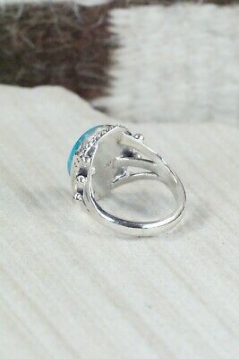 Navajo Turquoise & Sterling Silver Ring - Genevieve Frank - Size 7.5