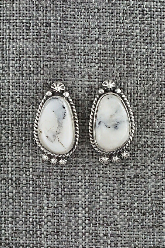 White Buffalo & Sterling Silver Earrings - Sheena Jack