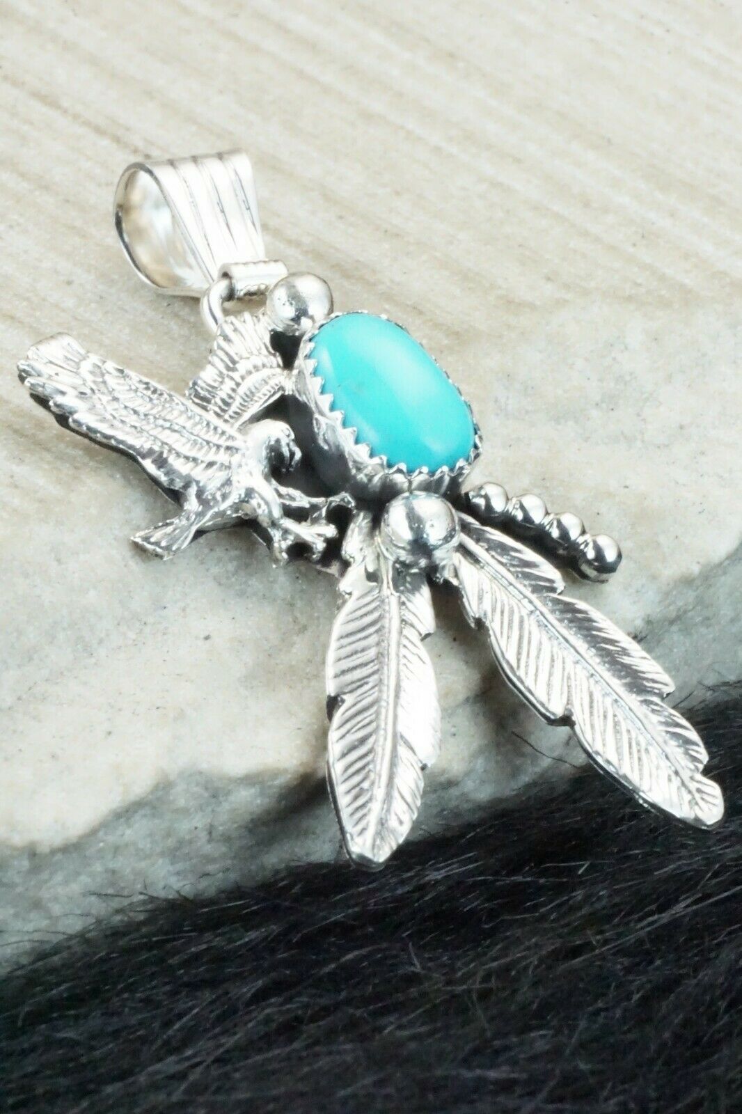 Turquoise and Sterling Silver Pendant - Genevieve Francisco
