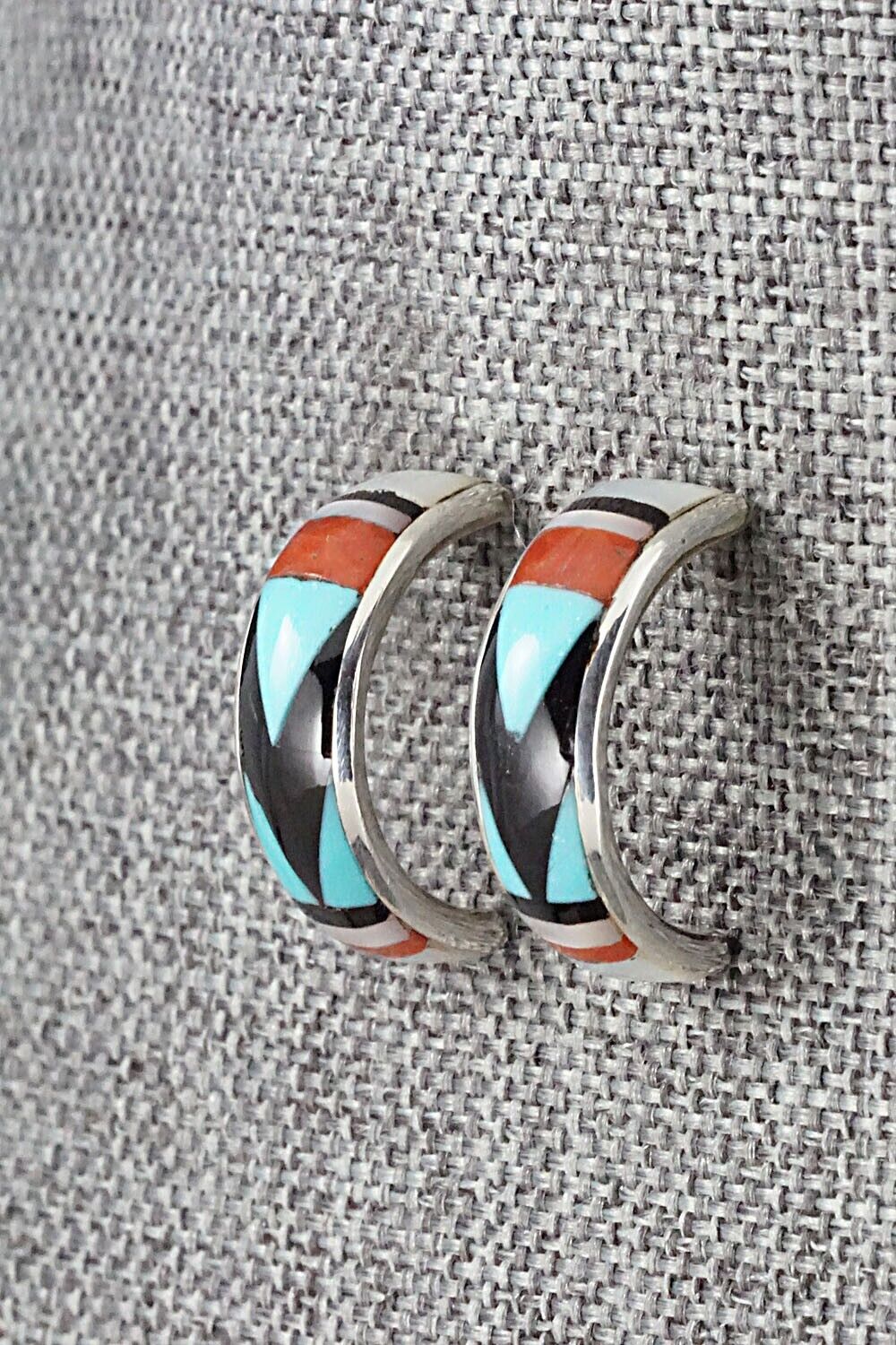 Multi Stone Inlay & Sterling Silver Earrings - Delberta Boone