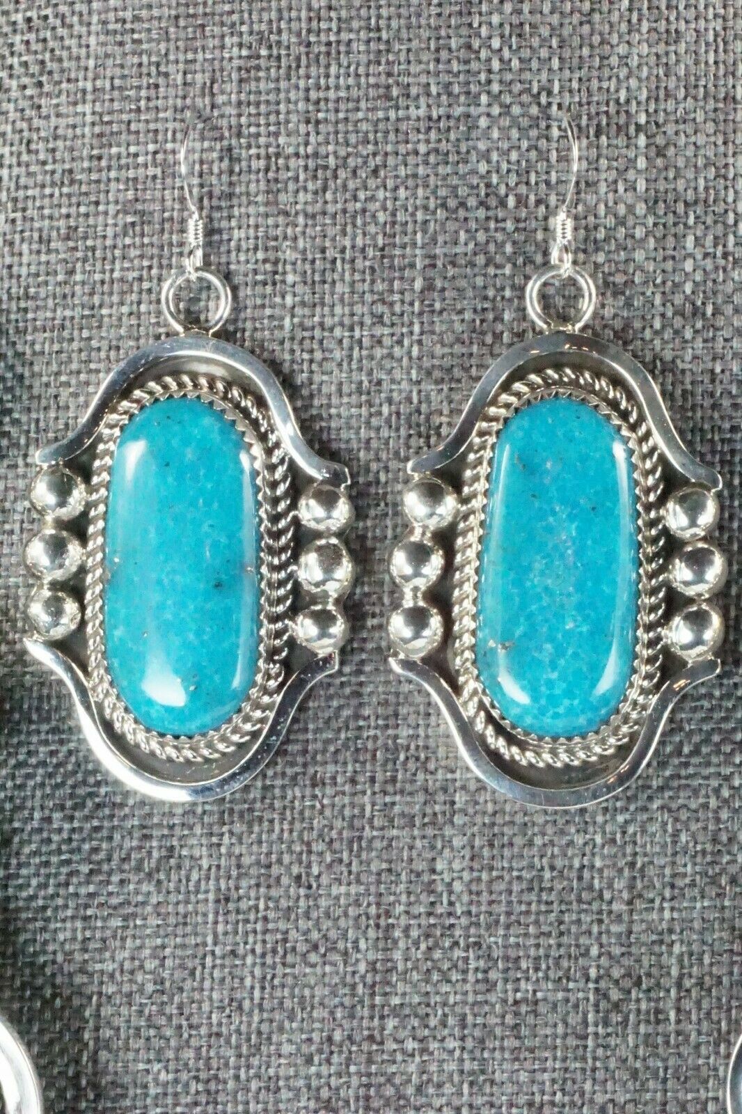 Turquoise & Sterling Silver Squash Blossom Necklace and Earrings - Leslie Nez