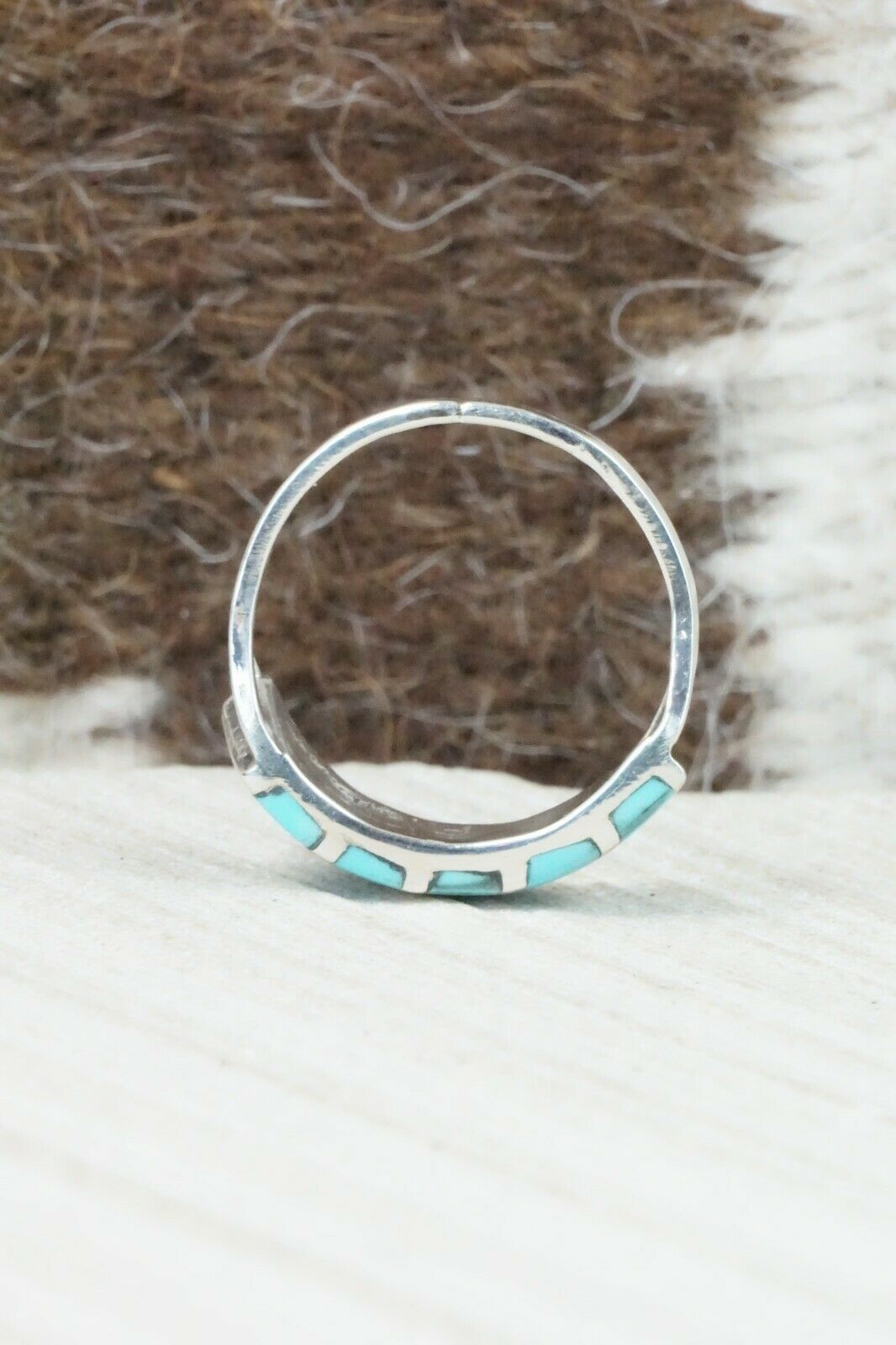 Turquoise & Sterling Silver Ring - Fabian Sheyka - Size 9