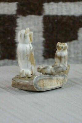 Owl and Fox Zuni Fetish Carving - Marvelita Phillips - High Lonesome Trading