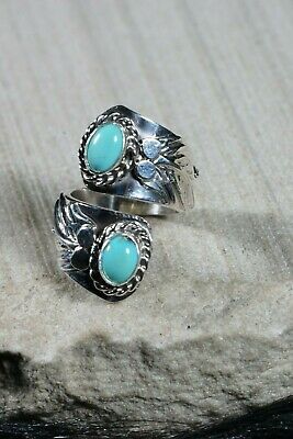 Navajo Turquoise and Sterling Silver Ring - Thomas Yazzie - Size 4.5 - High Lonesome Trading