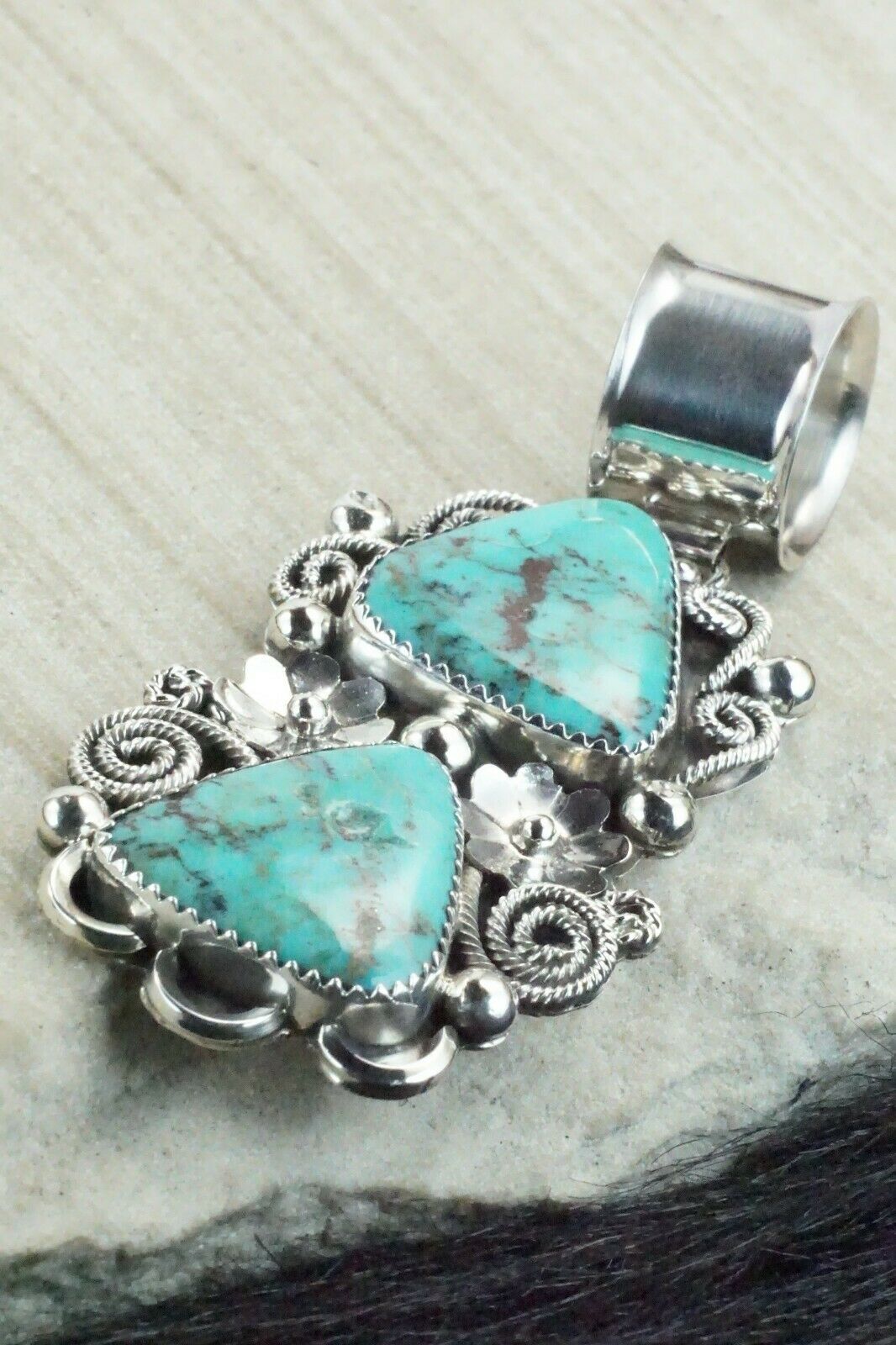 Turquoise and Sterling Silver Pendant - Shirley Largo