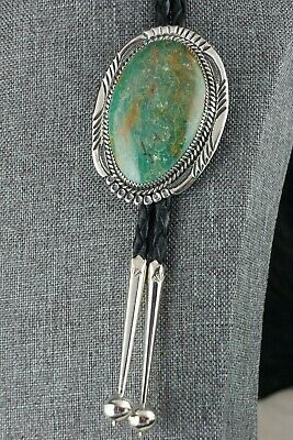 Navajo Turquoise & Sterling Silver Bolo Tie - Alvin Joe - High Lonesome Trading