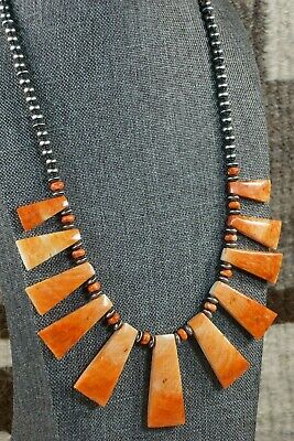 Spiny Oyster & Sterling Silver Necklace - Louise Joe - Navajo - High Lonesome Trading