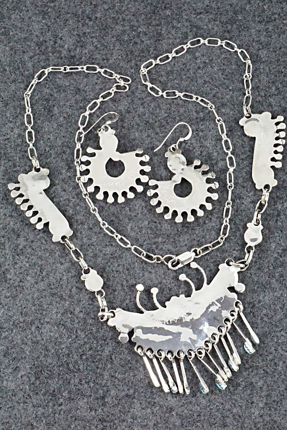 Turquoise & Sterling Silver Necklace Set - Kevin Leekity