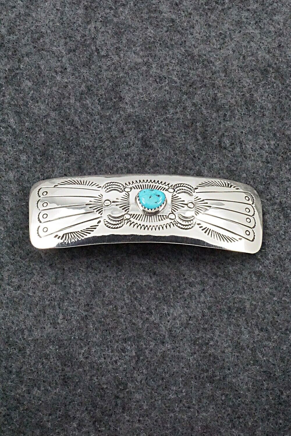 Turquoise & Sterling Silver Hair Barrette - Joann Silver