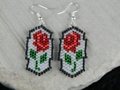 Zuni Glass Bead Flower Earrings - Lathen - High Lonesome Trading