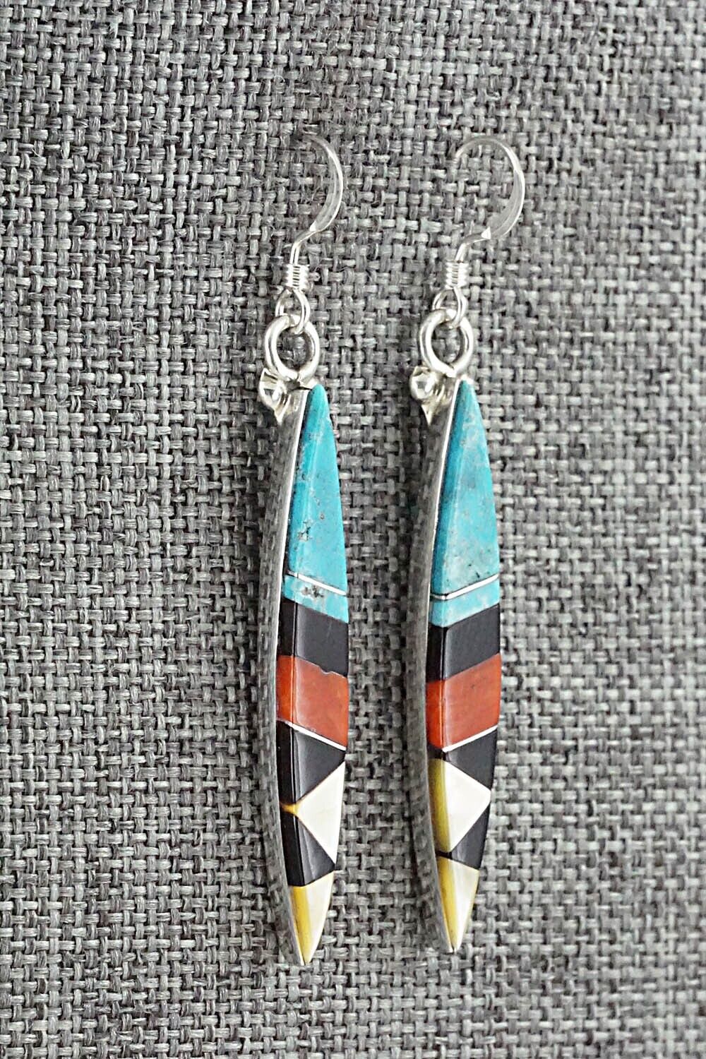 Multi Stone & Sterling Silver Inlay Earrings - Cleo Kallestewa