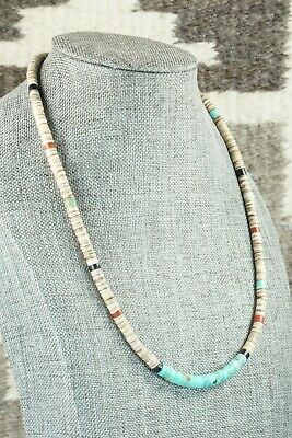 Turquoise, Shell & Jet Necklace - Torevia Crespin