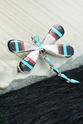Multi Stone and Sterling Silver Inlay Pendant & Pin - Angus Ahiyite