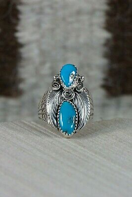 Navajo Turquoise and Sterling Silver Ring - Jeanette Saunders - Size 7 - High Lonesome Trading