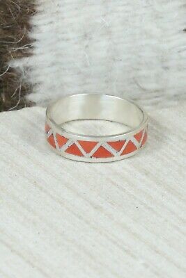 Coral & Sterling Silver Ring - Tina Haloo - Size 8