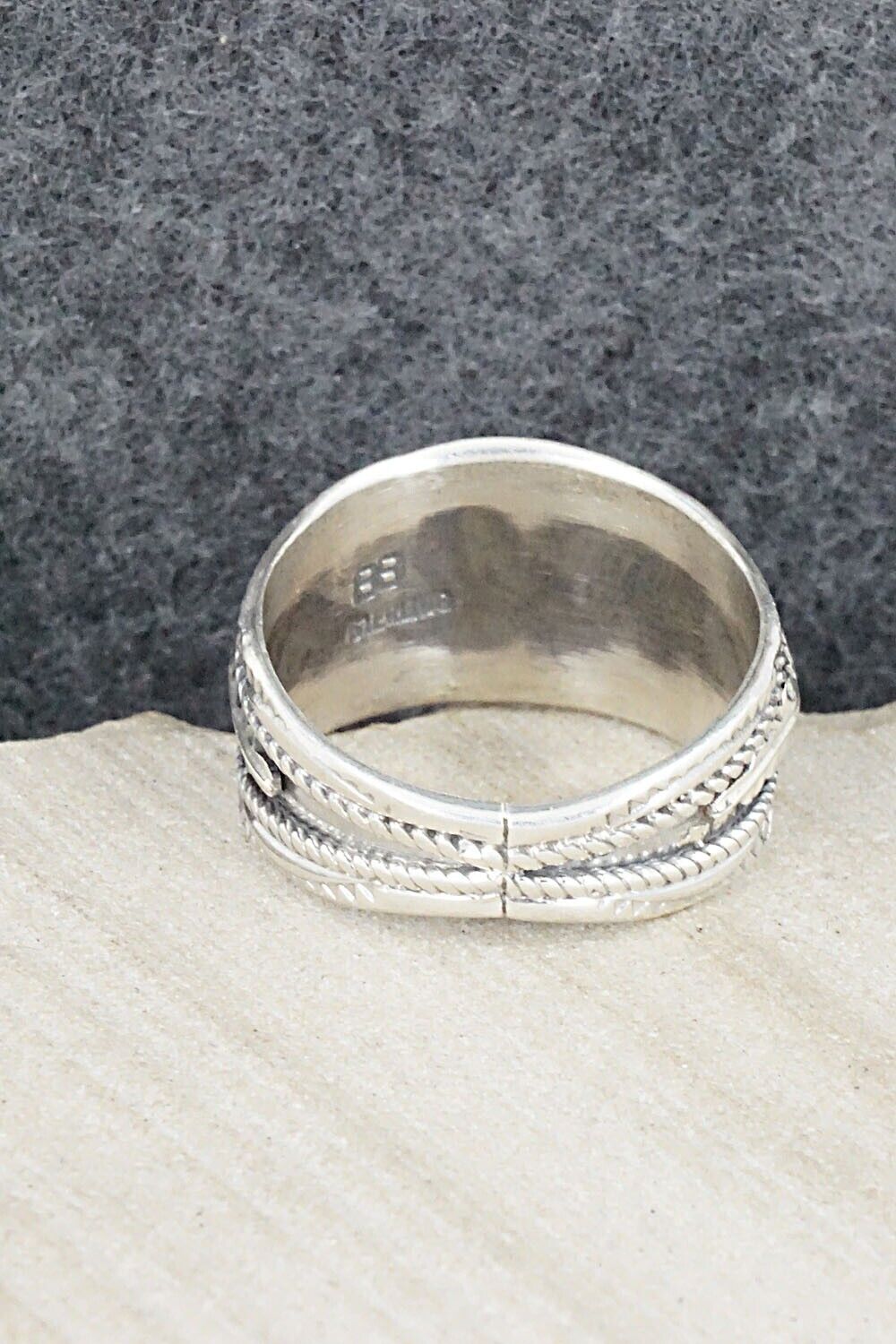 Turquoise, Coral and Sterling Silver Ring - Betty Begay - Size 12