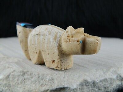 Wolf Zuni Fetish - Brandon Phillips - Zuni Wolf Carving - High Lonesome Trading