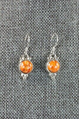 Spiny Oyster & Sterling Silver Earrings - Elaine Shirley - Navajo