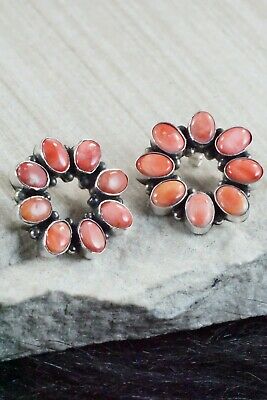 Spiny Oyster and Sterling Silver Earrings - Renelle Perry