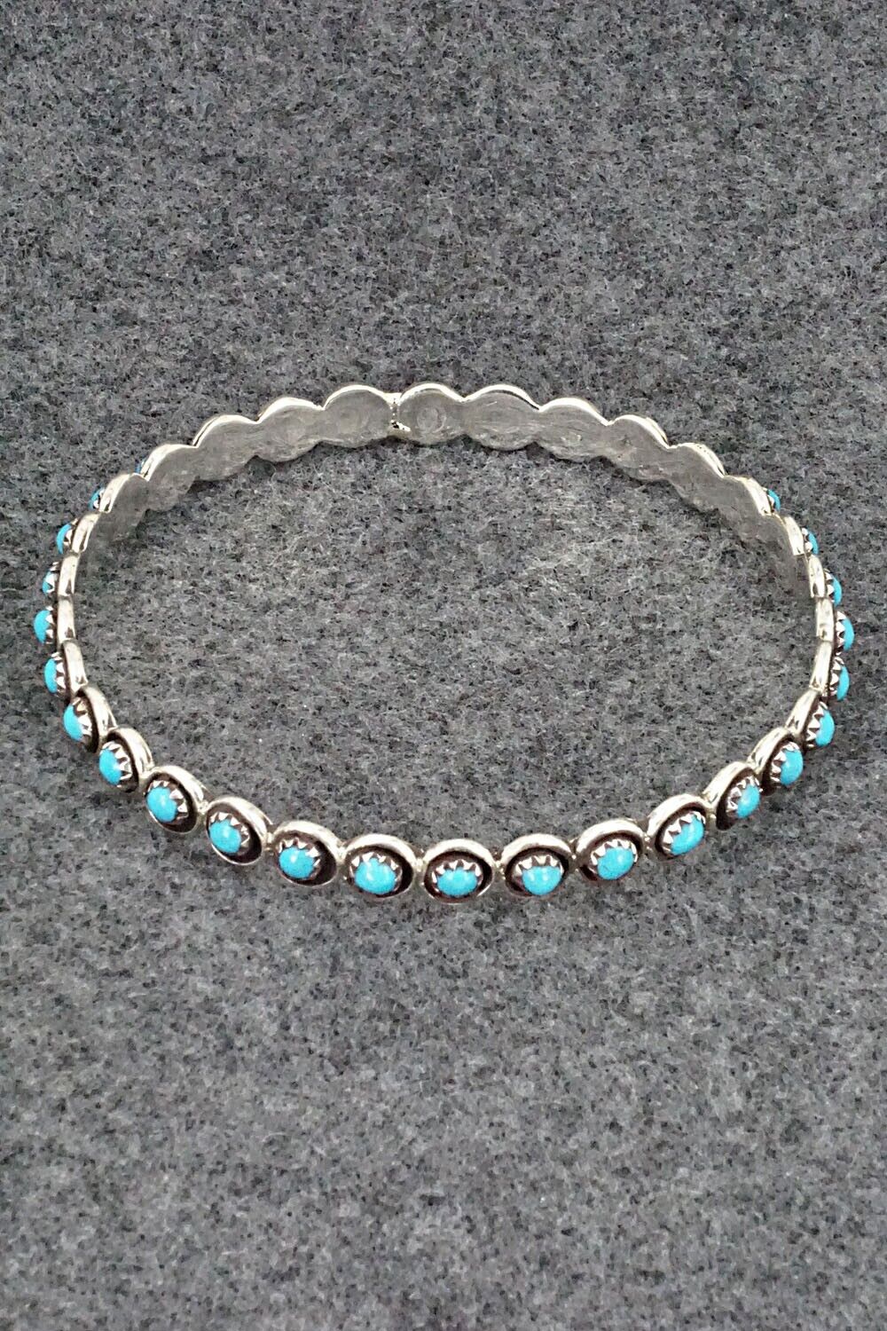 Turquoise & Sterling Silver Bangle Bracelet - Florenda Lonasee