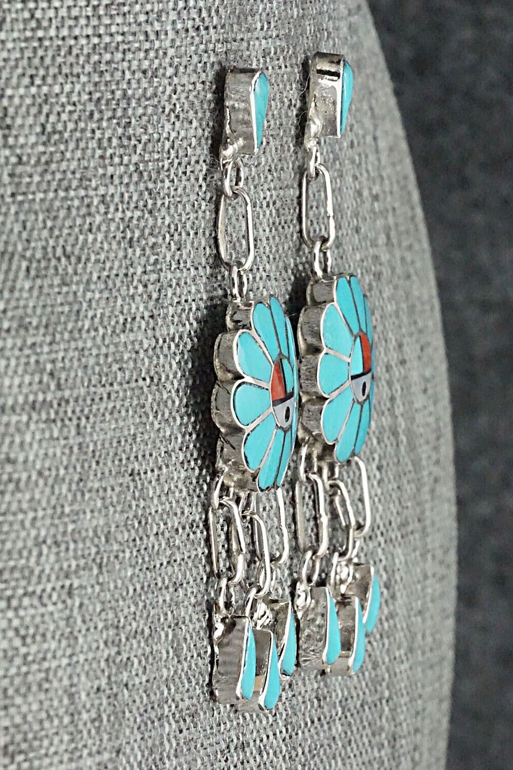 Multi Stone & Sterling Silver Inlay Earrings - Burdian Soseeah