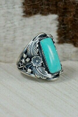 Navajo Turquoise & Sterling Silver Ring - Mike Smith - Size 12.75