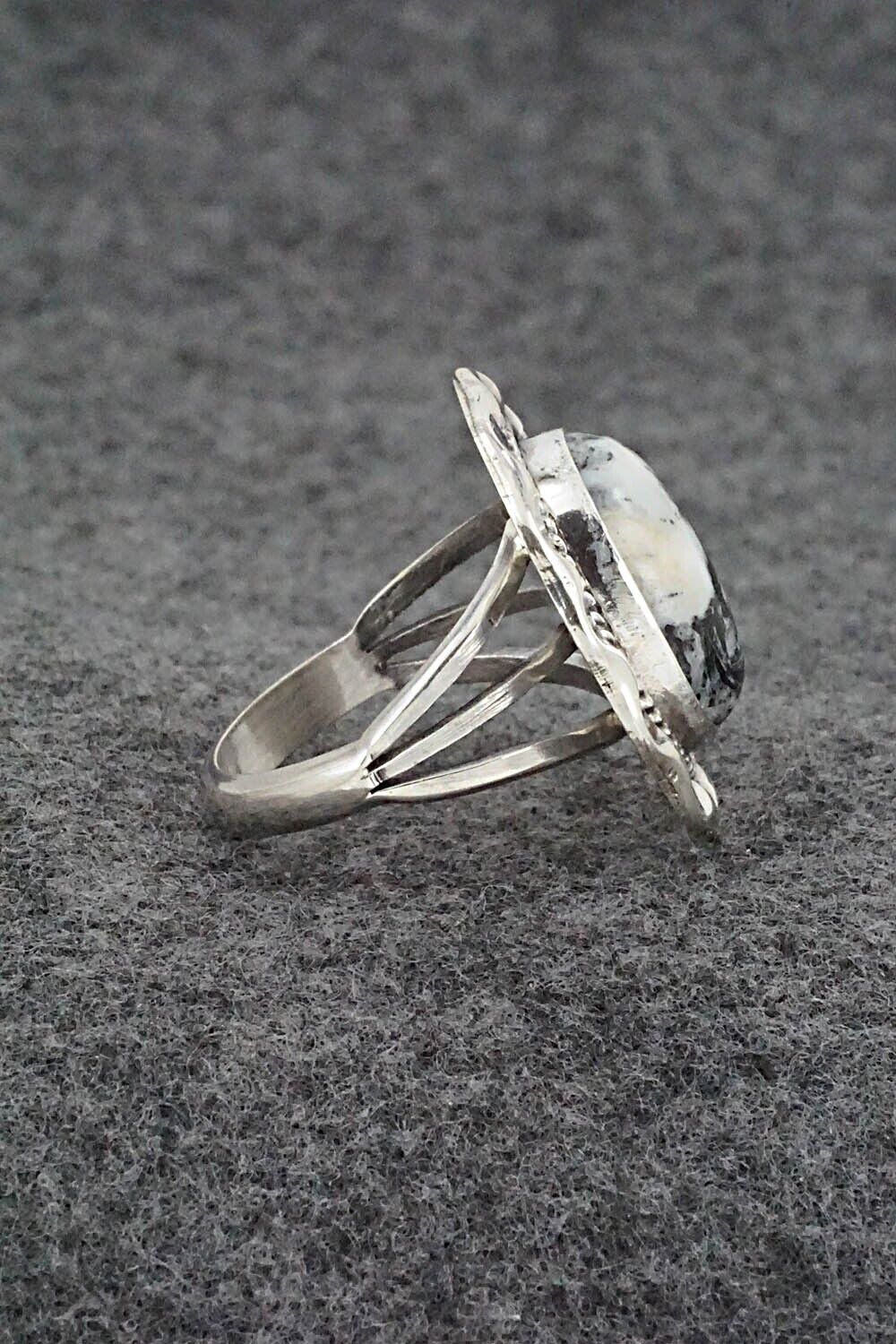 White Buffalo & Sterling Silver Ring - Samuel Yellowhair - Size 7.75