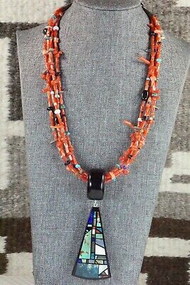 Coral, Turquoise & Sterling Silver Necklace - Chris Nieto