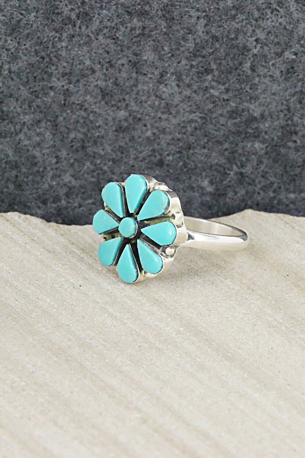 Turquoise & Sterling Silver Ring - Arlo Kanteena - Size 8.25