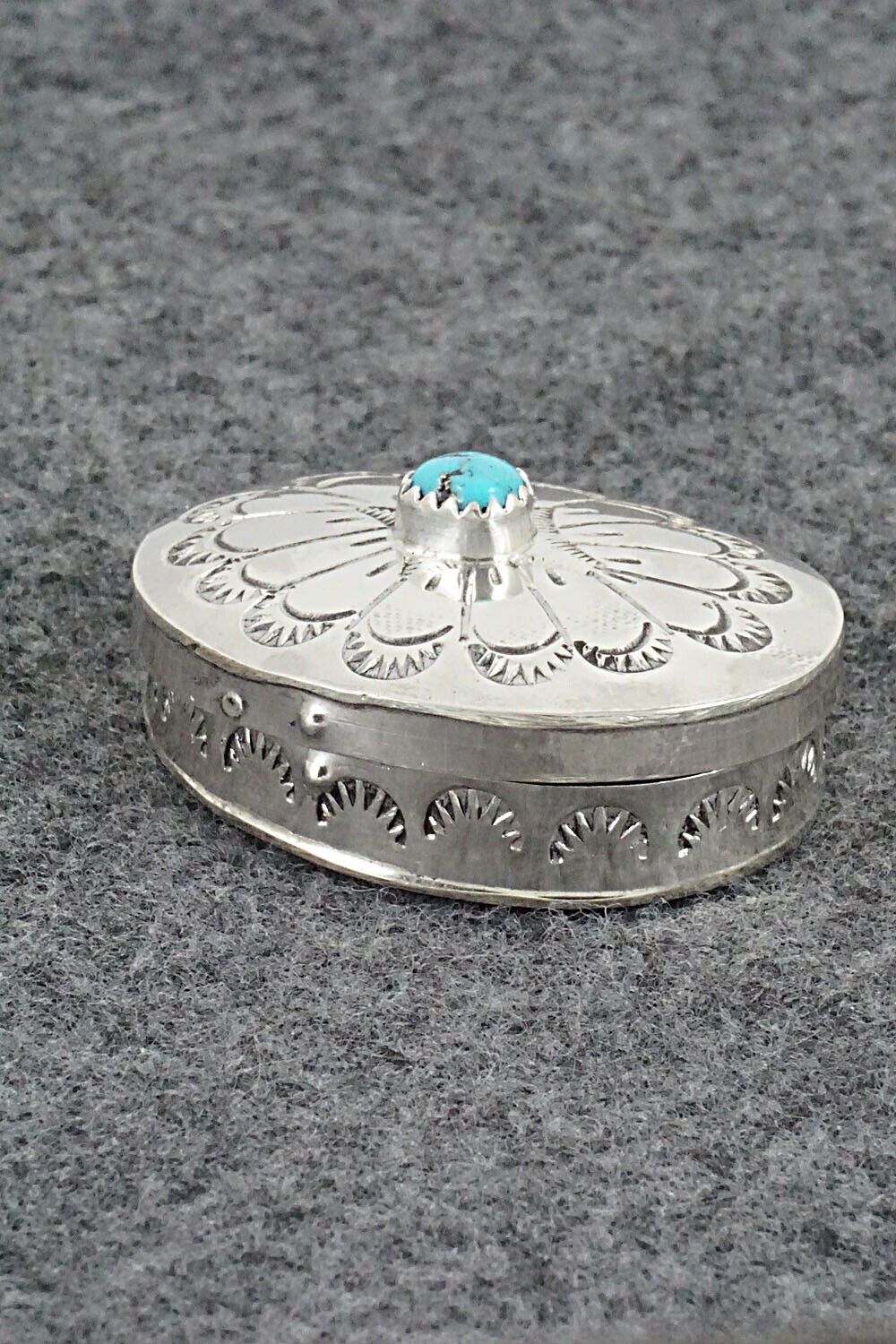 Turquoise & Sterling Silver Pill Box - Elouise Curtis