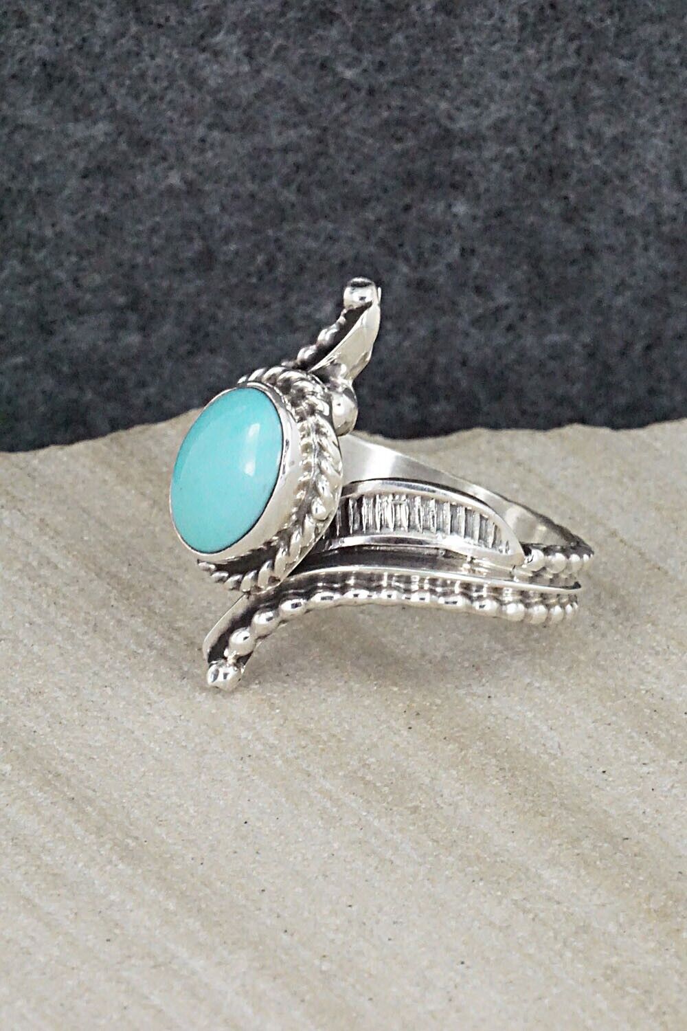 Turquoise & Sterling Silver Ring - Thomas Yazzie - Size 7.75